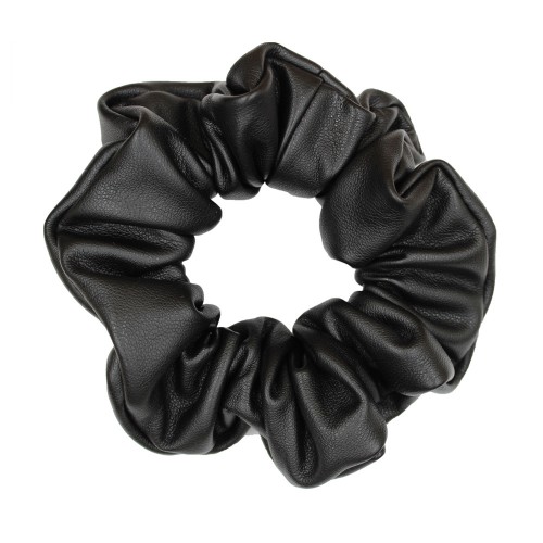 Scrunchie Leatherette Hair Rubber - Black 