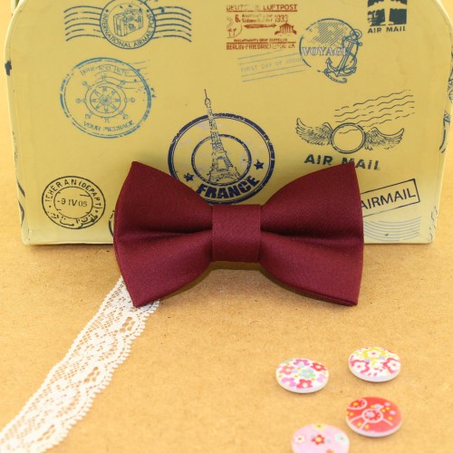 Handmade Bordeux Baby Pre-Tied Bow Tie 0-36 Months Old