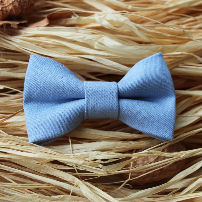 Light Blue Jean Kid Pre-Tied Bow Tie For 0-36 Months Old