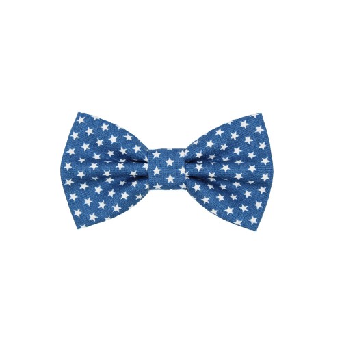 Baby Blue Jeans Bow Tie With White Stars