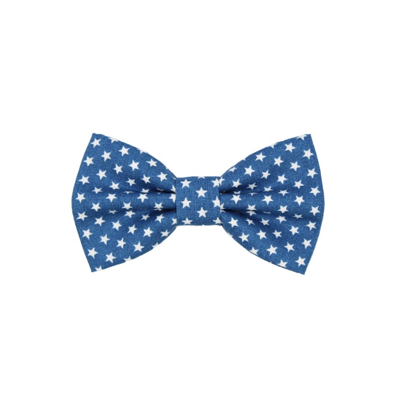 Handmade Baby Bow Tie Blue Jeans With White Stars