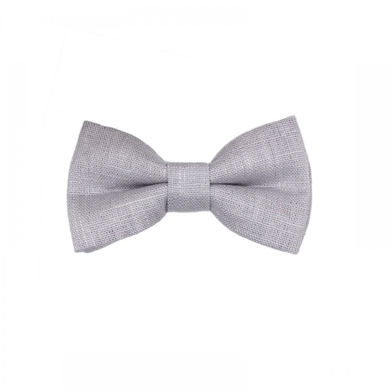 Handmade Gray Linen Kid Pre-Tied Bow Tie For 0-36 Months Old