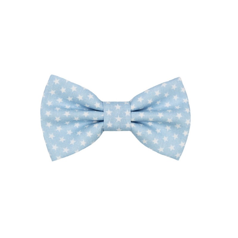 Light Blue Children's Bow Tie With White Stars 2 to 6 Years