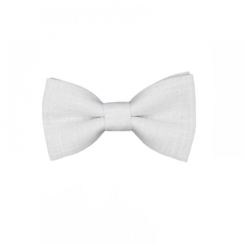 Handmade White Linen Baby Pre-Tied Bow Tie 0-36 Months Old