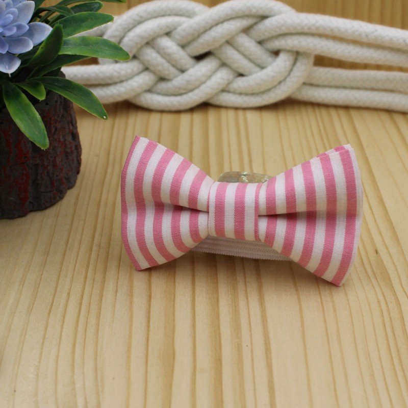 Handmade White Pink Kid Pre-Tied Bow Tie For 0-36 Months Old