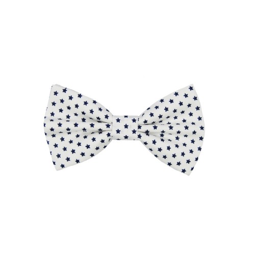 Baby Bow Tie White With Blue Navy Stars