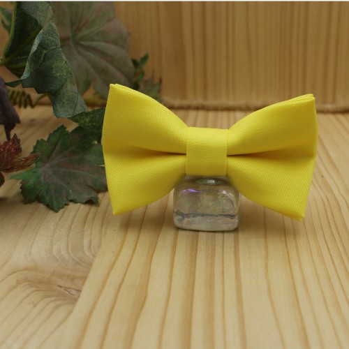 Handmade Yellow Kid Pre-Tied Bow Tie For 0-36 Months Old