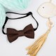 Handmade Brown Linen Baby Pre-Tied Bow Tie 0-36 Months Old