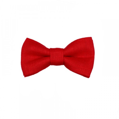 Handmade Red Linen Baby Pre-Tied Bow Tie 0-36 Months Old