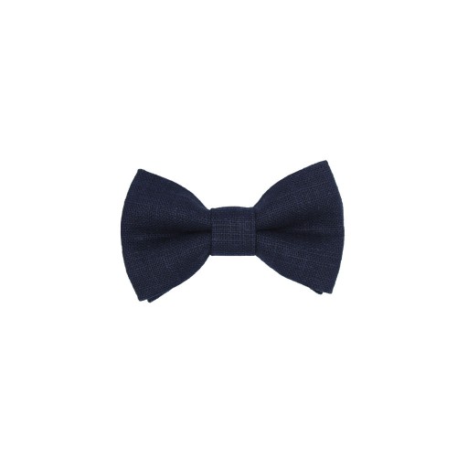 Blue Navy Linen Baby Pre-Tied Bow Tie 0-36 Months Old