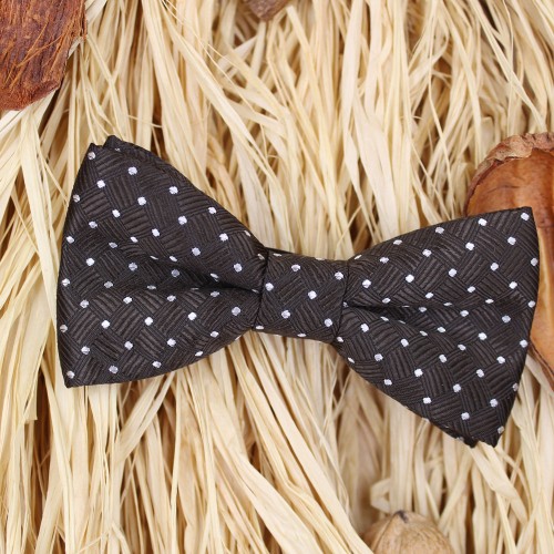 Handmade Men's Bow Tie Dark Brown With Polka Dots 