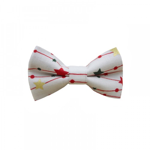 Christmas Baby Bow Tie White With Red Garland