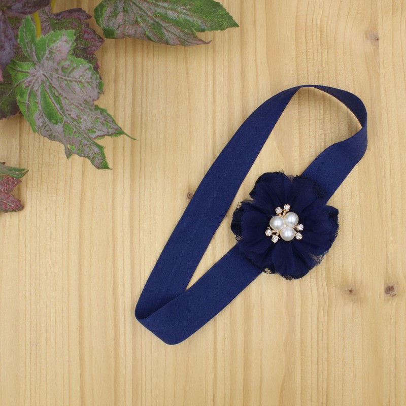 Βρεφική Κορδέλα Μαλλιών Blue Navy Με Λουλούδι