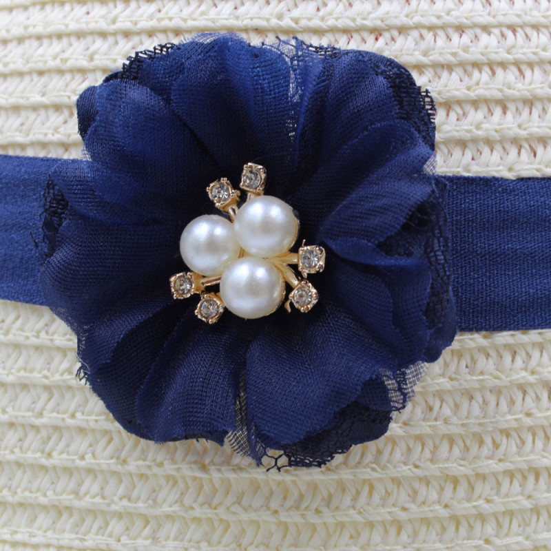 Navy Blue Baby Hair Band With Flower