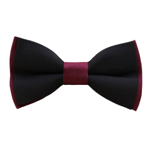 Black Wine Red Men's Pre-Tied Bow Tie