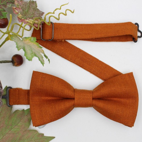 Men's Linen Bow Tie Rust Brown