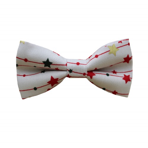 Christmas Men's Bow Tie White With Red Garland 