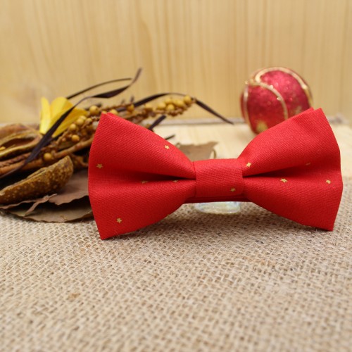 Christmas Men's Bow Tie Red With Gold Stars 