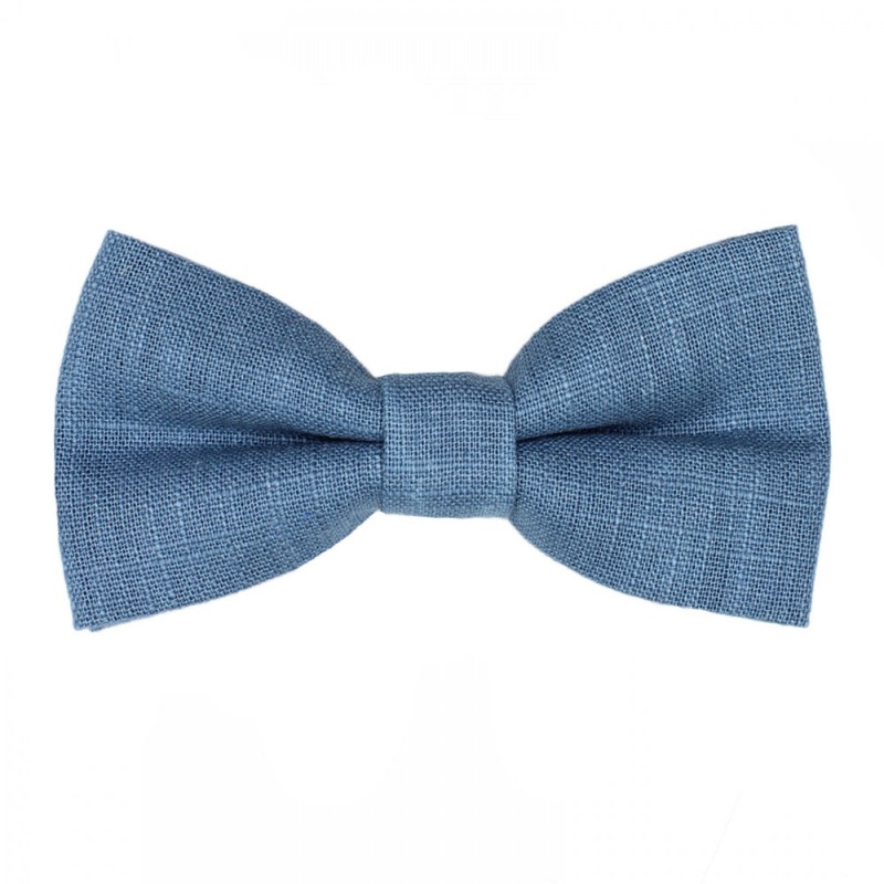 Handmade Aviation Blue Linen Men's Pre-Tied Bow Tie