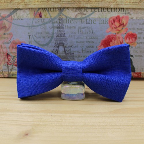 Blue Royal Linen Men's Pre-Tied Bow Tie