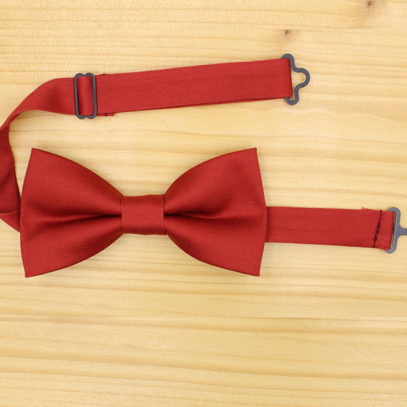 Handmade Brick Red color Men's Pre-Tied Bow Tie