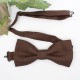 Handmade Brown Linen Men's Pre-Tied Bow Tie