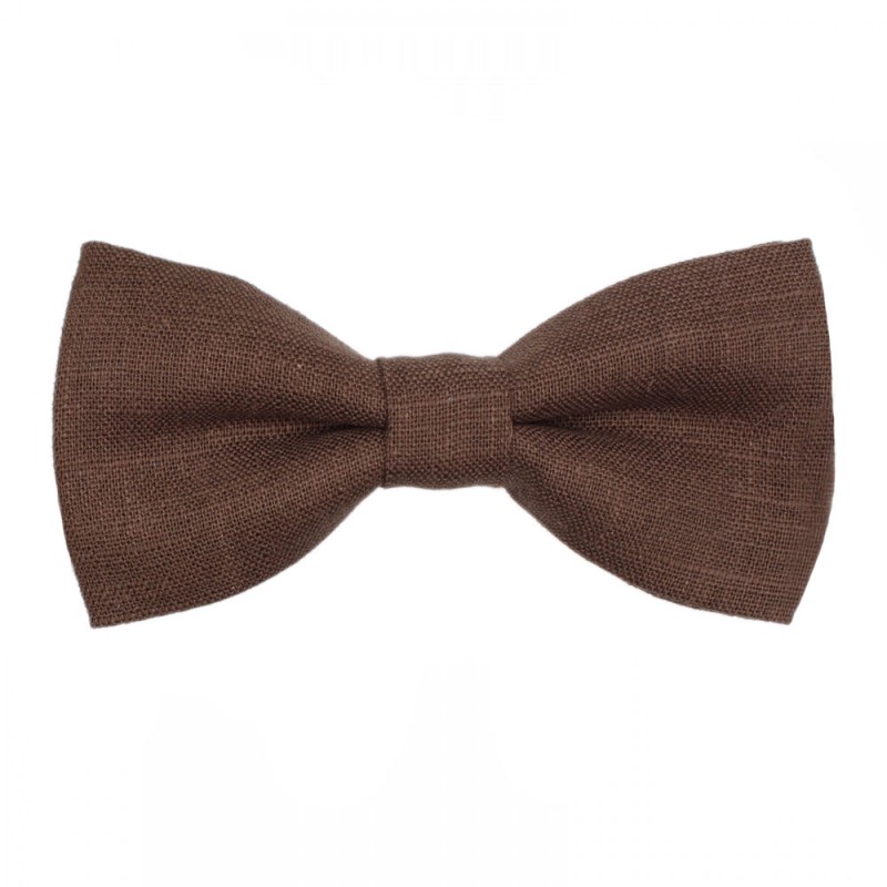 Handmade Brown Linen Men's Pre-Tied Bow Tie