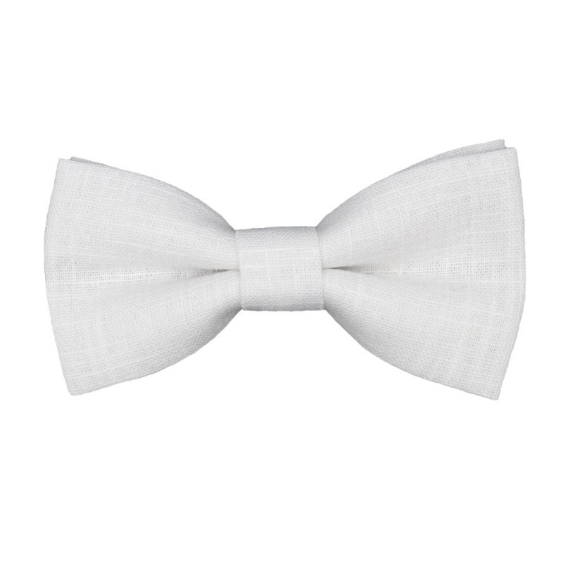 White Linen Men's Pre-Tied Bow Tie
