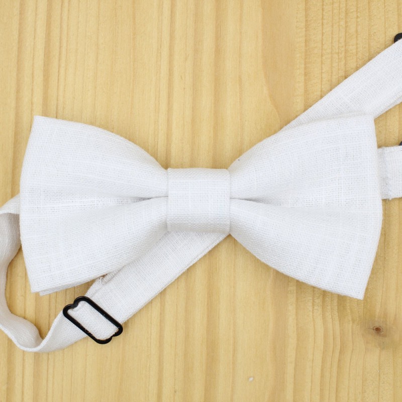 White Linen Men's Pre-Tied Bow Tie