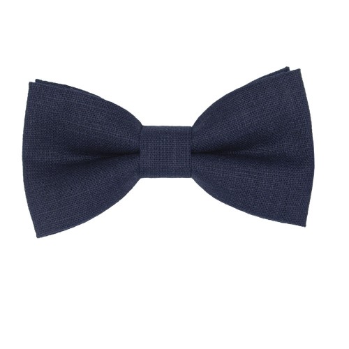 Blue Navy Linen Men's Pre-Tied Bow Tie