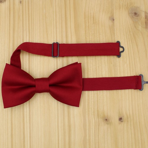 Handmade Wine Red Men's Pre-Tied Bow Tie