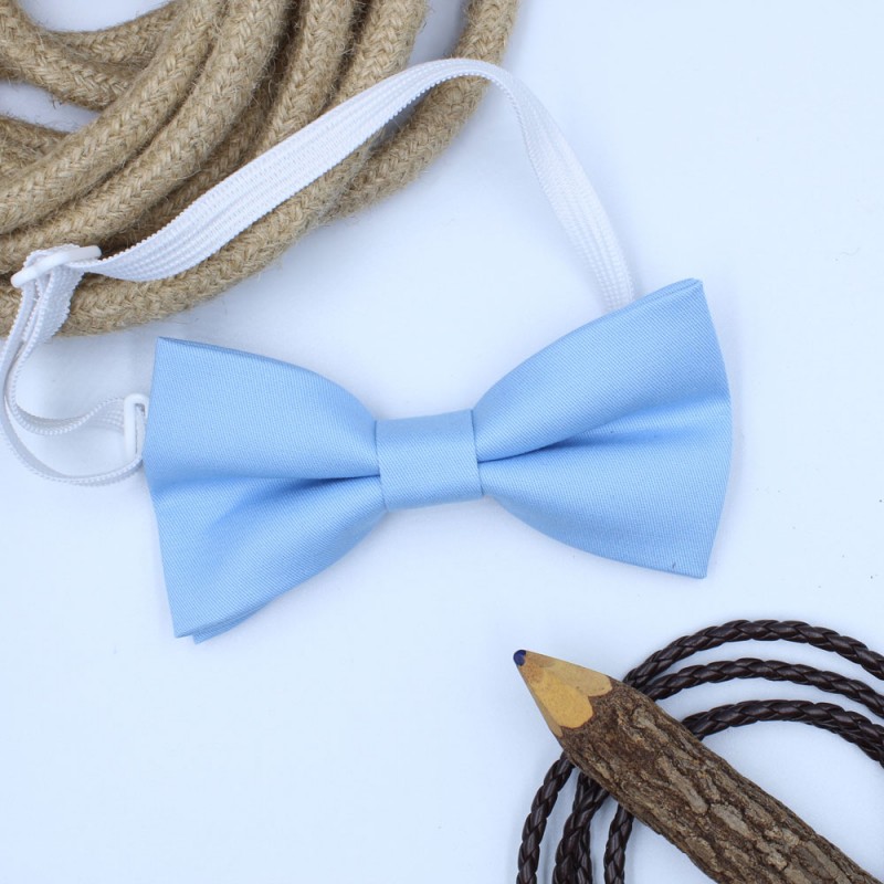 Handmade Blue Siel Kid Pre-Tied Bow Tie 7-14 Years Old