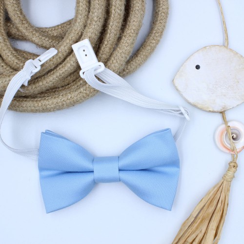 Handmade Blue Siel Kid Pre-Tied Bow Tie For 3-6 Years Old