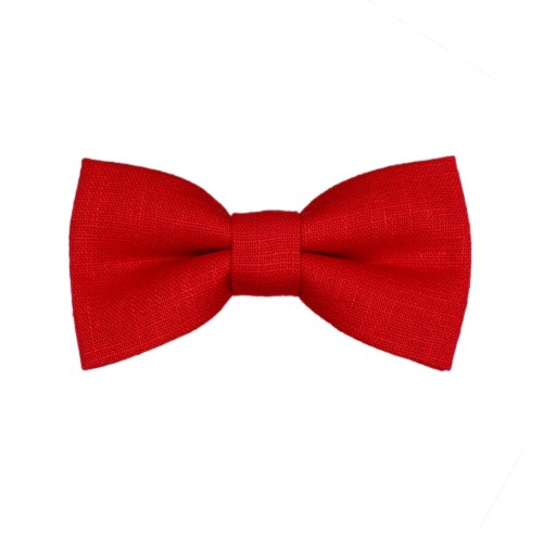 Handmade Red Linen Boys Bow Tie 7-14 Years 7-14 Old
