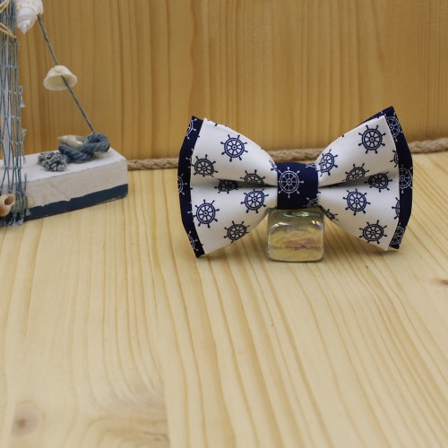 White & Blue Navy Kid Pre-Tied Bow Tie For 2-6 Years Old