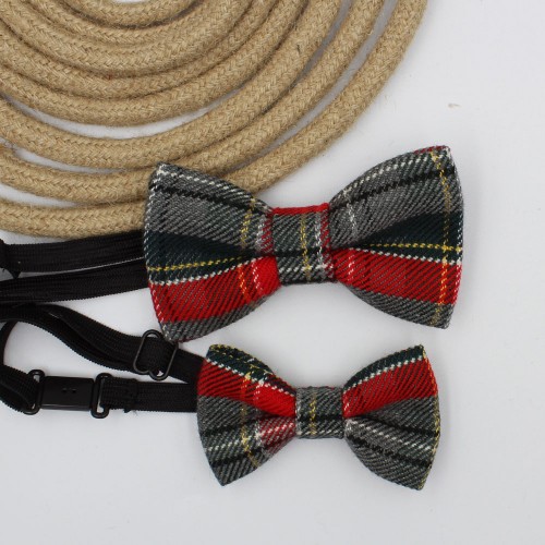 Children's Bow Tie Red Scottish Tartan 7 To 14 Years