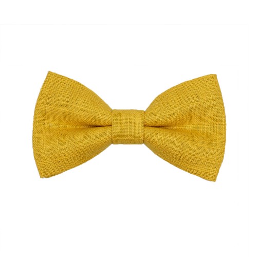 Mustard Linen Kid Pre-Tied Bow Tie For 3-6 Years Old