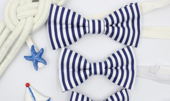 Summer Style with White Bow Tie with Blue Stripes: The Ultimate Choice for Men and Kids