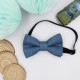 Handmade Aviation Blue Linen Baby Pre-Tied Bow Tie 0-36 Months Old