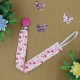 Handmade Pacifier Clip Rose Floral With Fuchsia Clips
