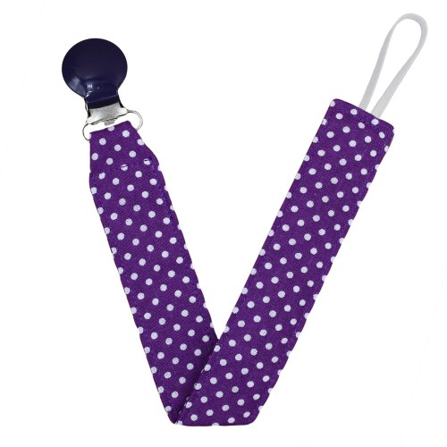 Handmade Pacifier Clips Purple Polka Dots With Purple Clips