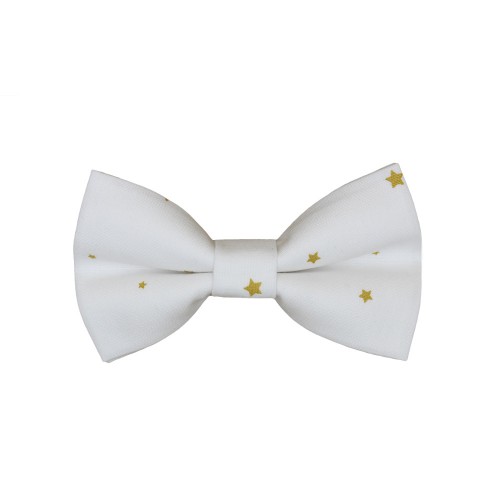 Christmas Children's Bow Tie White Gold Stars 2 To 6 Years 