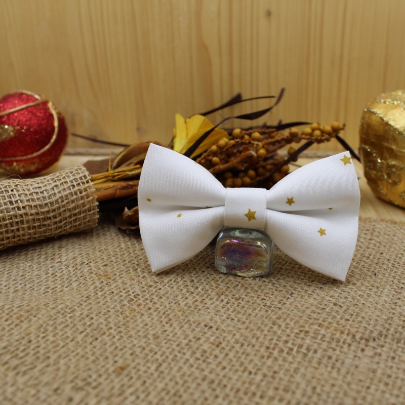 Christmas Children's Bow Tie White Gold Stars 2 To 6 Years 