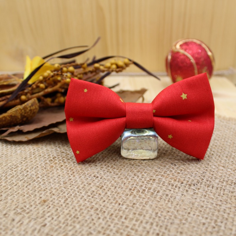 Christmas Children's Bow Tie Red With Gold Stars 2 To 6 Years 