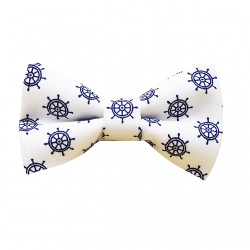 Children's Bow Tie White With Blue Navy Navy Steering Wheel 2 to 6 Years Old