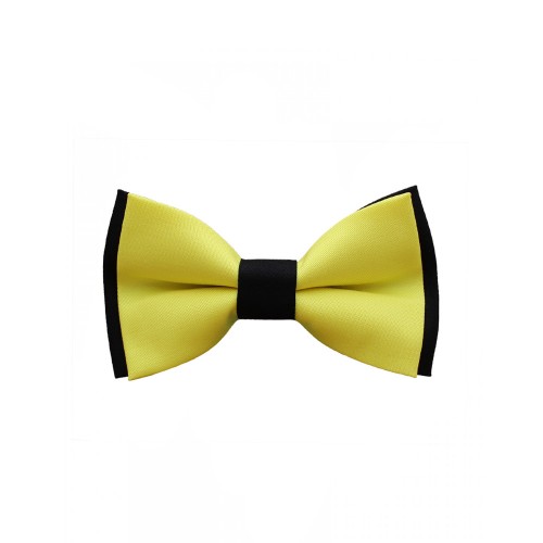Black Yellow Kid Pre-Tied Bow Tie For 2-6 Years Old