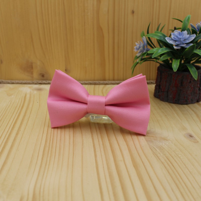 Handmade Pink Kid Pre-Tied Bow Tie For 7-14 Years Old