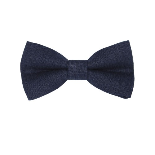 Blue Navy Linen Boys Bow Tie 7-14 Years Old