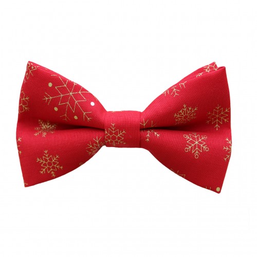 Christmas Kids Bow Tie Snowflakes Red