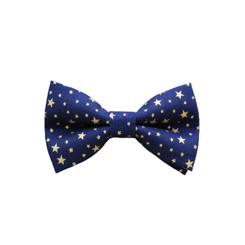 Christmas Children's Bow Tie Blue Navy Gold Stars 7 To 14 Years
